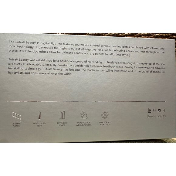 Sutra Digital Flat Iron 1" Tourmaline Infused Ceramic - Picture 6 of 6